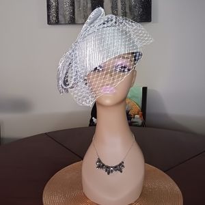 Silver Mesh Fascinator Hat